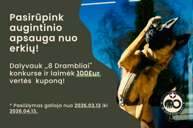 Pasirūpink augintinio apsauga nuo erkių!